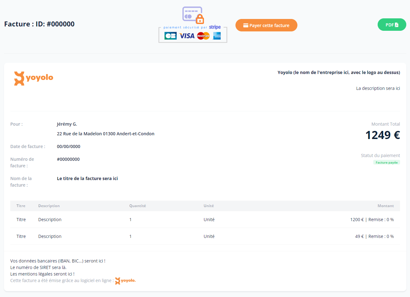 Modèle facture auto-entrepreneur gratuit en PDF