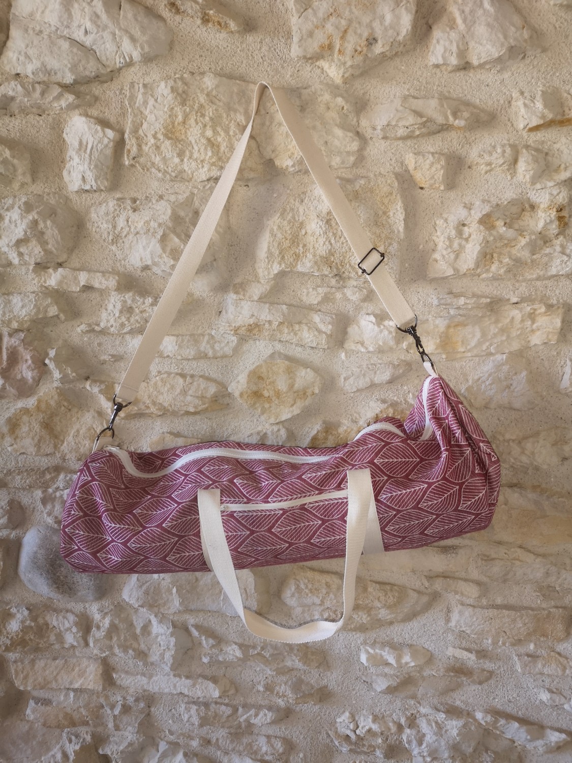 sac pour tapis de yoga -feuilles rouges-