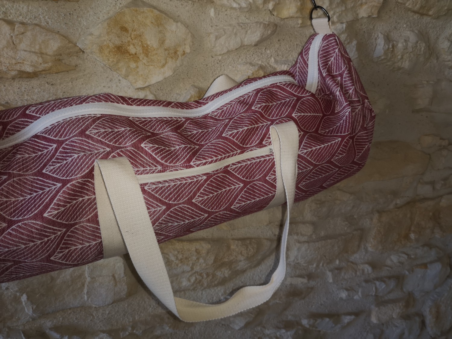 sac pour tapis de yoga  -feuilles rouges- — visuel 2