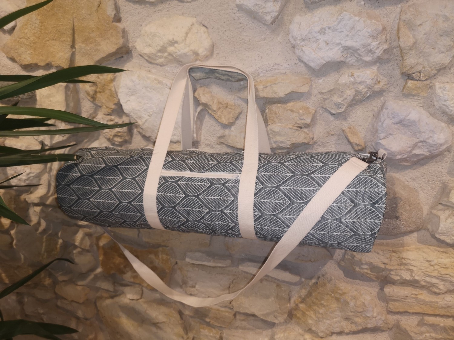 sac pour tapis de yoga -feuilles vertes-